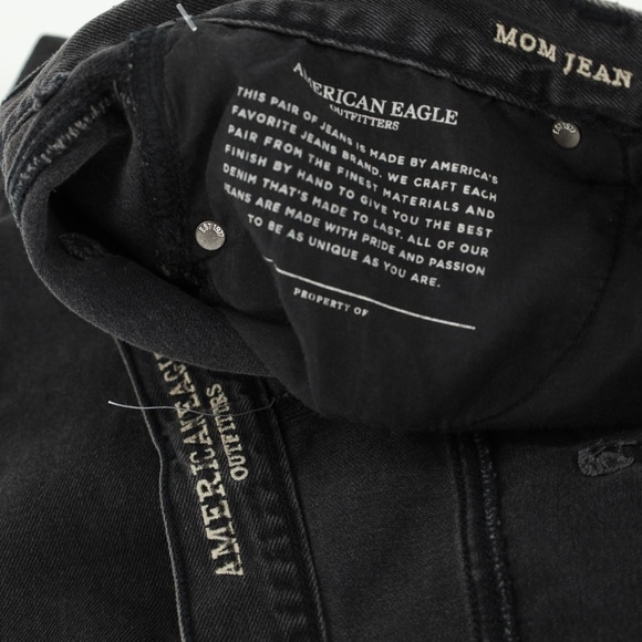 NWOT American Eagle Black Washed Embroidered Mom Jeans - Picture 9 of 12